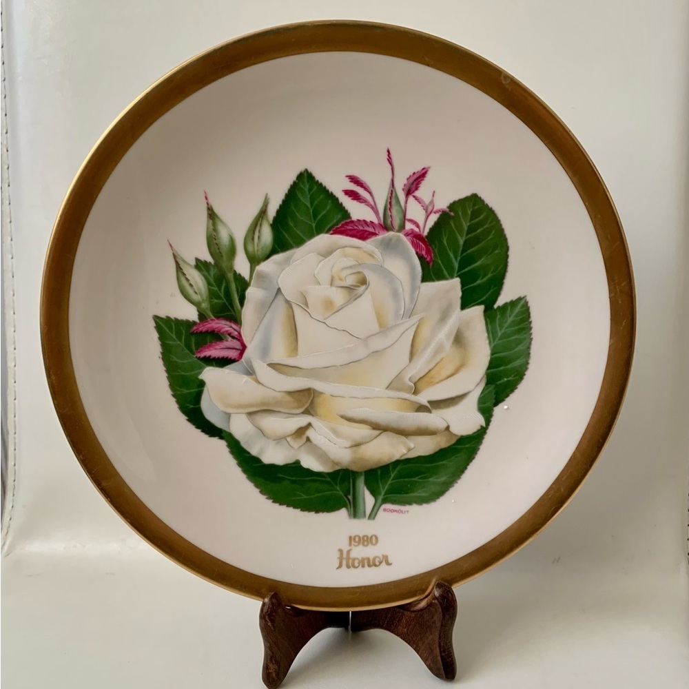 Vintage 1980 Honor White Rose Selection Plate Limited Edition By Luther Bookout
